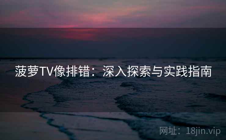 菠萝TV像排错：深入探索与实践指南