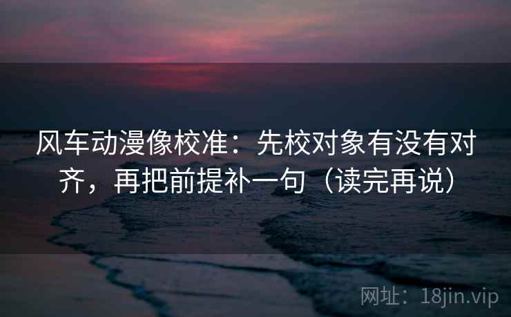 风车动漫像校准：先校对象有没有对齐，再把前提补一句（读完再说）