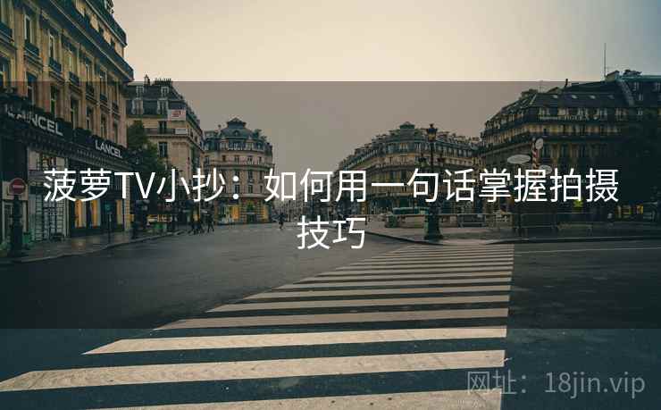 菠萝TV小抄：如何用一句话掌握拍摄技巧